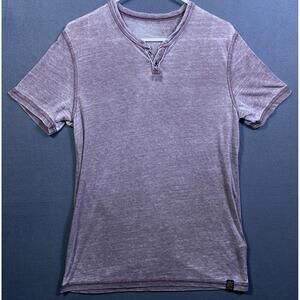 Lucky Brand Venice Burnout Shirt Men’s Small Maroon Threadbare Thin Henley EUC!